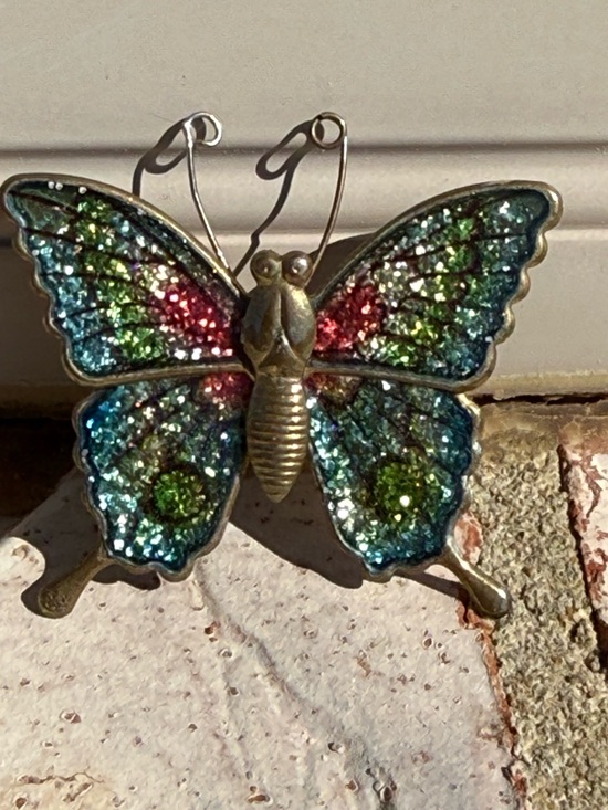 Jewelry - EUC Vintage Glitter Filled Enamel Butterfly Gorgeous 70's 80's Brooch Pin
